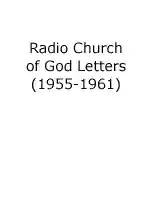 Radio Church of God Letters (1955-61)